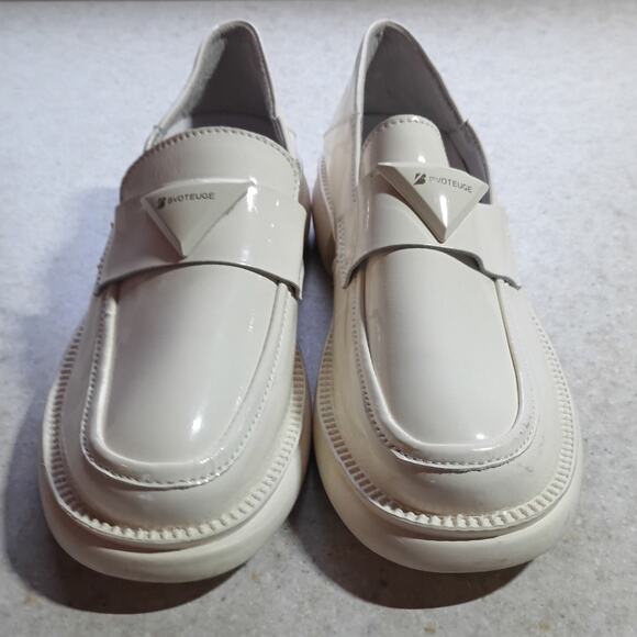Bvoteuge Cream Patent Loafer Shoes 7.5 Minimalist Quietlux Dress Classic Career - Picture 3 of 9